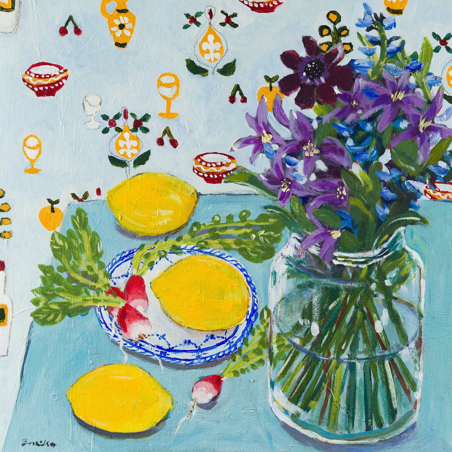 "Summer flowers and radish"