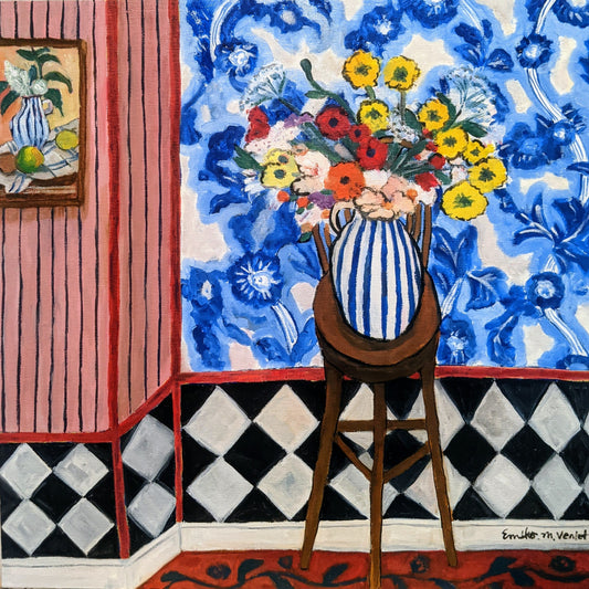 "Blue room and a bouquet of love"